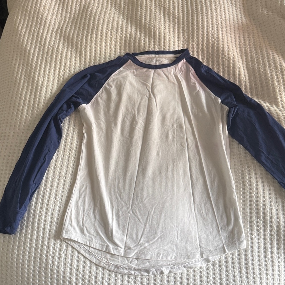 Casual White and Navy Raglan Shirt